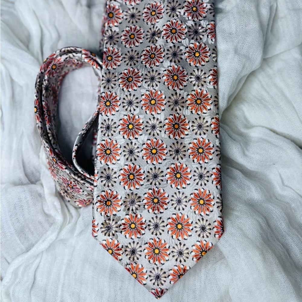 Zegna Floral Patterned Silk Tie